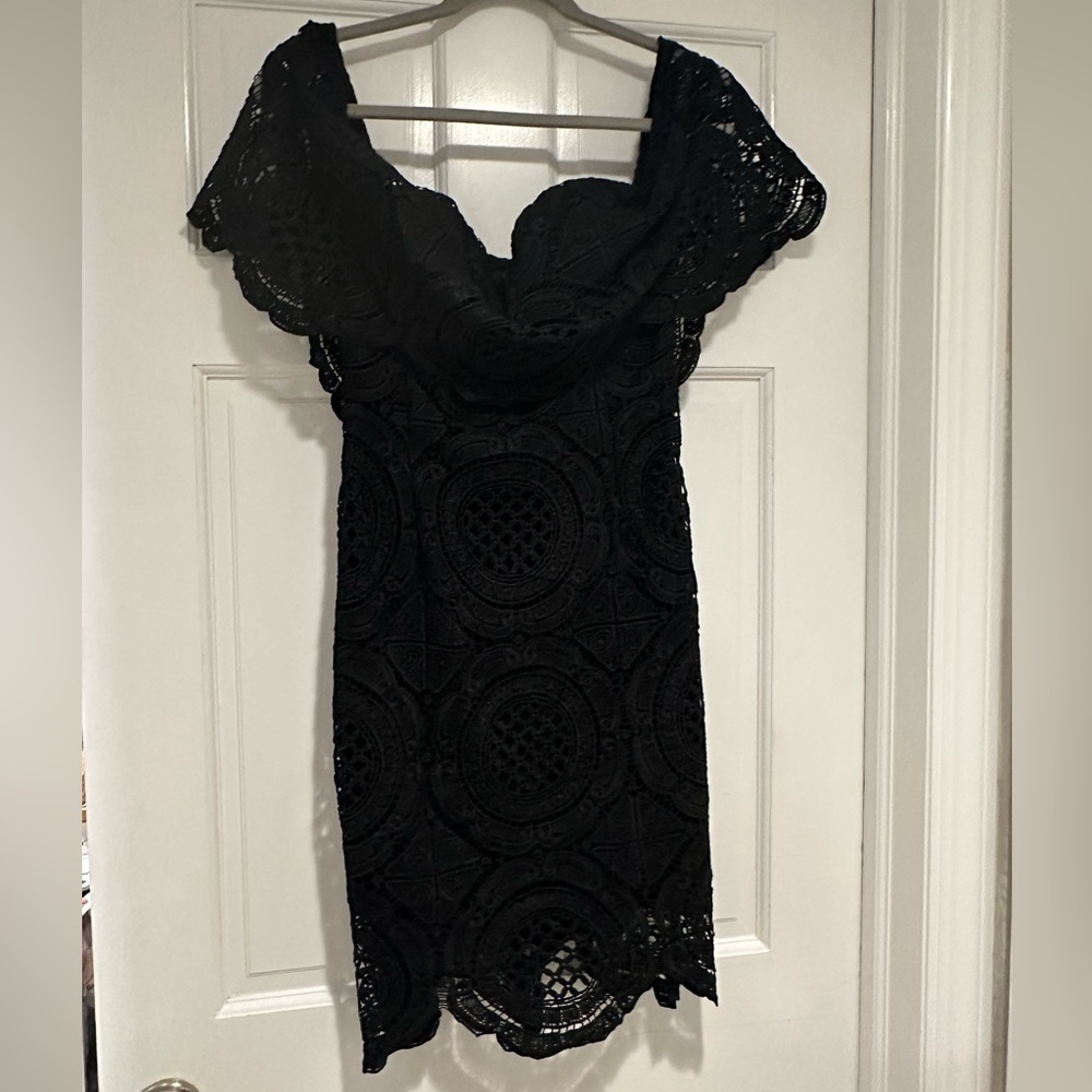 Black lace mini dress